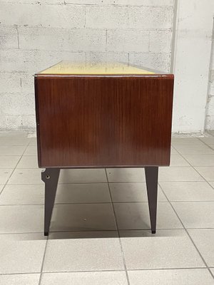 Chest of Drawers in Teak Wood and Top with Colored Glass, 1960s-JHL-2043297