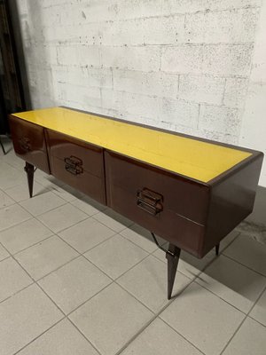 Chest of Drawers in Teak Wood and Top with Colored Glass, 1960s-JHL-2043297