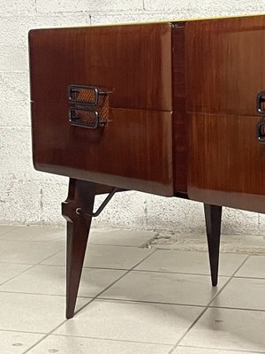 Chest of Drawers in Teak Wood and Top with Colored Glass, 1960s-JHL-2043297