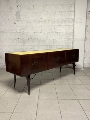 Chest of Drawers in Teak Wood and Top with Colored Glass, 1960s-JHL-2043297