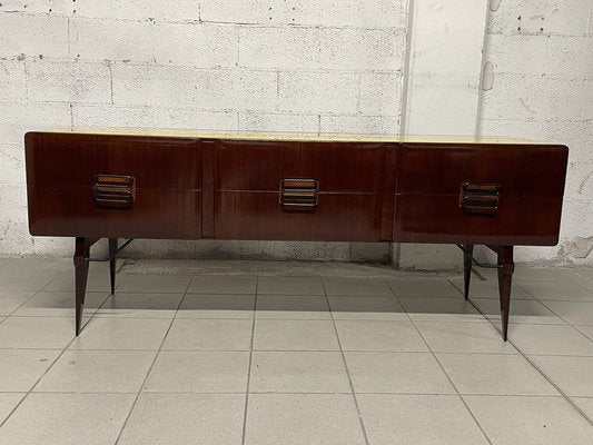 Chest of Drawers in Teak Wood and Top with Colored Glass, 1960s-JHL-2043297