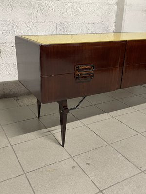 Chest of Drawers in Teak Wood and Top with Colored Glass, 1960s-JHL-2043297