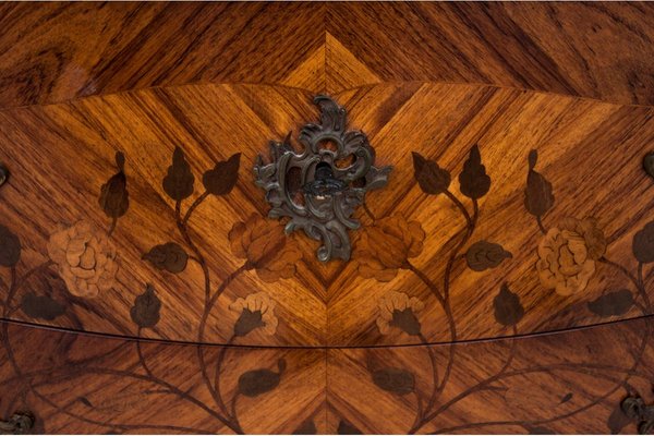 Chest of Drawers with Intarsia and Marble Top, France, 1880s-BXB-1724140