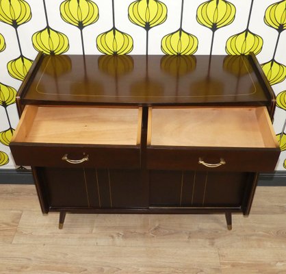 Chest of Drawers with Sliding Door in Light Wood & Dark Brass, 1960s-AFE-1785752