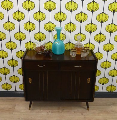 Chest of Drawers with Sliding Door in Light Wood & Dark Brass, 1960s-AFE-1785752