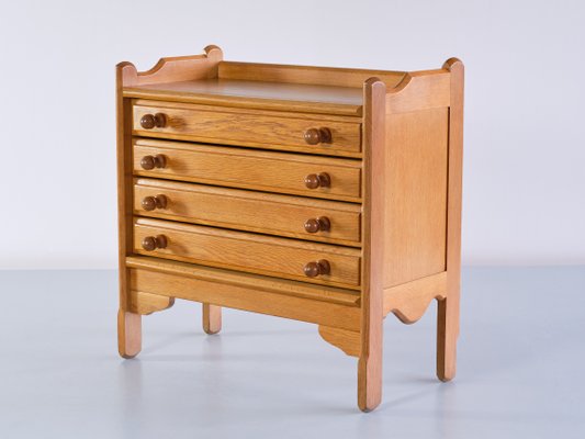 Chest of Four Drawers in Oak by Guillerme Et Chambron for Votre Maison, France, 1960s-FMT-1183085