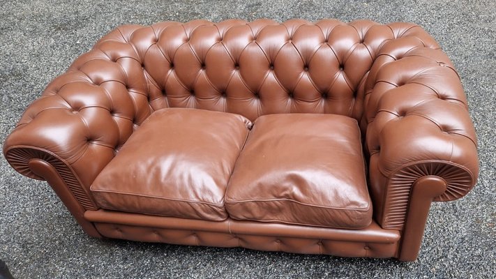 Chester Two-Seater Sofa in Brown Leather from Poltrona Frau, 1990s-OHK-2020533