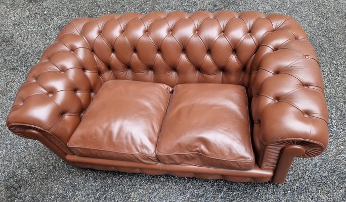 Chester Two-Seater Sofa in Brown Leather from Poltrona Frau, 1990s-OHK-2020533