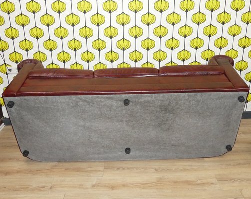 Chesterfield 3-Seater Sofa in Oxblood Skai, 1970s-AFE-1794820