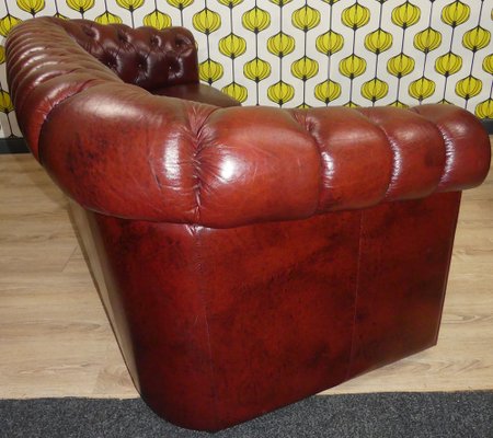 Chesterfield 3-Seater Sofa in Oxblood Skai, 1970s-AFE-1794820