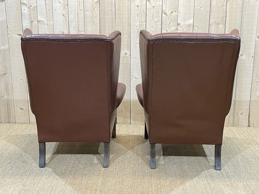 Chesterfield Armchairs in Brown Leather, 1970s, Set of 2-QYF-1263751