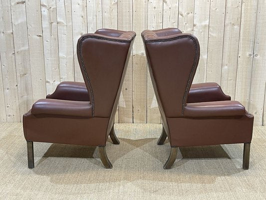 Chesterfield Armchairs in Brown Leather, 1970s, Set of 2-QYF-1263751