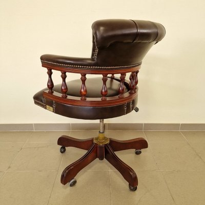 Chesterfield Brown Leather Cigar Captains Armchair-ITF-1821994