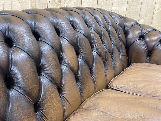 Chesterfield Sofa in Brown Leather, 1980s-QYF-1341935