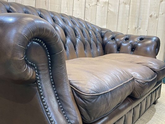 Chesterfield Sofa in Brown Leather, 1980s-QYF-1341935