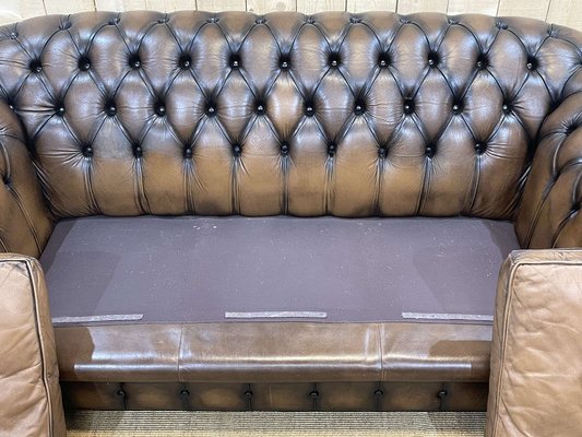 Chesterfield Sofa in Brown Leather, 1980s-QYF-1341935