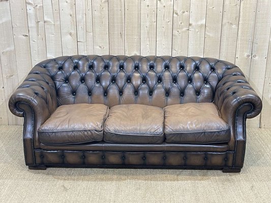 Chesterfield Sofa in Brown Leather, 1980s-QYF-1341935