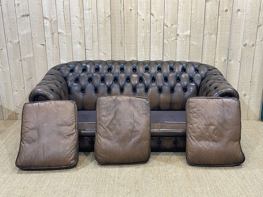 Chesterfield Sofa in Brown Leather, 1980s-QYF-1341935