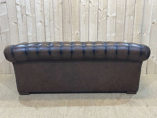 Chesterfield Sofa in Brown Leather, 1980s-QYF-1341935