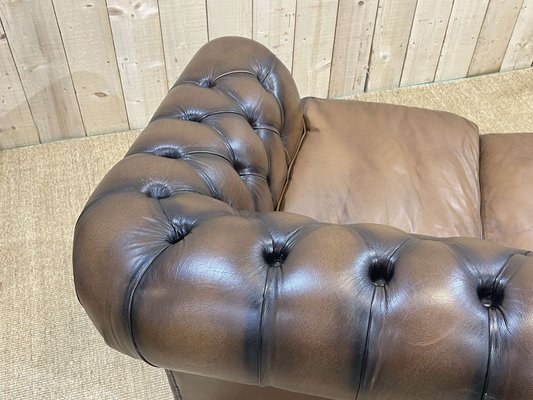 Chesterfield Sofa in Brown Leather, 1980s-QYF-1341935