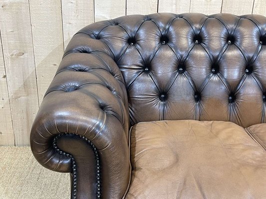 Chesterfield Sofa in Brown Leather, 1980s-QYF-1341935