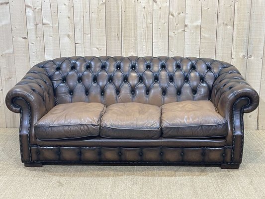 Chesterfield Sofa in Brown Leather, 1980s-QYF-1341935