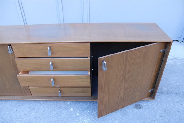 Chestnut Sideboard with Solid Metal Handles from Saporiti, 1970s-EH-677138