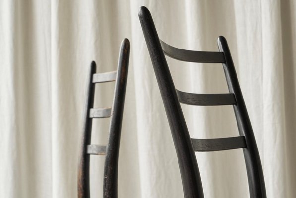 Chiavari Chairs in Ebonized Wood and Straw by Gio Ponti for Fratelli Spinetto, Italy, 1940s, Set of 4-FEW-2042351