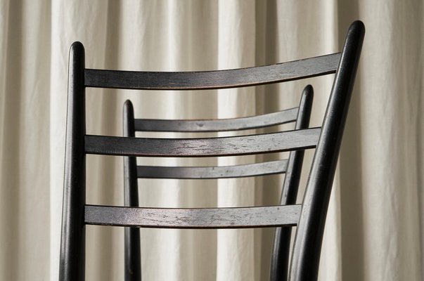 Chiavari Chairs in Ebonized Wood and Straw by Gio Ponti for Fratelli Spinetto, Italy, 1940s, Set of 4-FEW-2042351