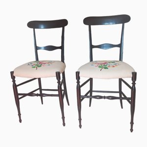 Chiavarina Campanino Chairs with Hand-Embroidered Seats from Fratelli Levaggi, 1960s, Set of 2-EBW-2017391