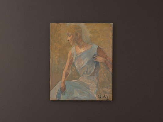 Chichio, Female Study, 1928, Oil on Wooden Plate, Framed-GPP-1125802