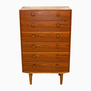 Chiffonnier Tallboy Chest of Drawers in Walnut, Sweden, 1960s-GEK-924455