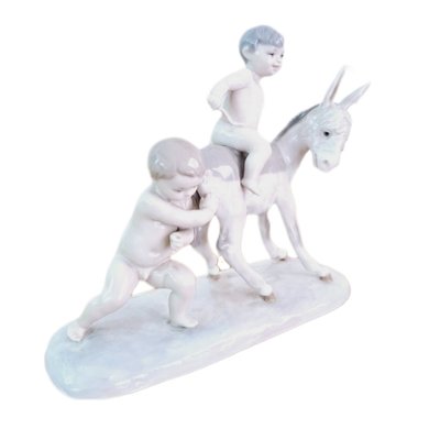 Children with Donkey Figurine in Porcelain from Lladro, Spain, 1960s-FRB-1780428