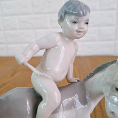 Children with Donkey Figurine in Porcelain from Lladro, Spain, 1960s-FRB-1780428