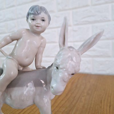 Children with Donkey Figurine in Porcelain from Lladro, Spain, 1960s-FRB-1780428