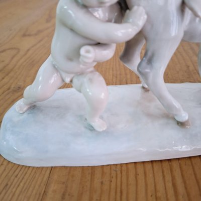 Children with Donkey Figurine in Porcelain from Lladro, Spain, 1960s-FRB-1780428