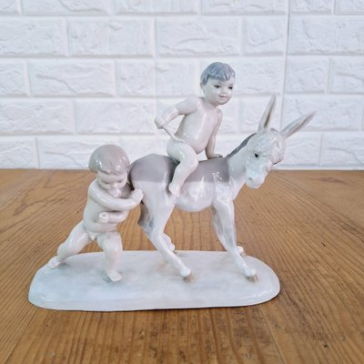 Children with Donkey Figurine in Porcelain from Lladro, Spain, 1960s-FRB-1780428