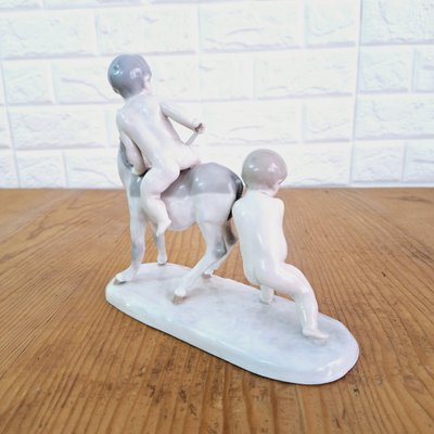 Children with Donkey Figurine in Porcelain from Lladro, Spain, 1960s-FRB-1780428