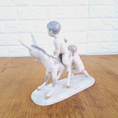 Children with Donkey Figurine in Porcelain from Lladro, Spain, 1960s-FRB-1780428