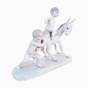 Children with Donkey Figurine in Porcelain from Lladro, Spain, 1960s-FRB-1780428