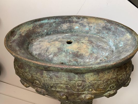 Chinese Achaistic Late Shang Dynasty Inlaid Bronze Gu Vessel-PSK-1002986