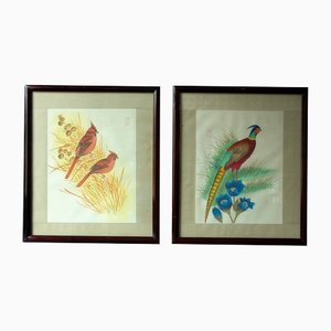 Chinese Artist, Birds, 1910s, Paintings on Rice Paper, Framed, Set of 2-ZA-1378529