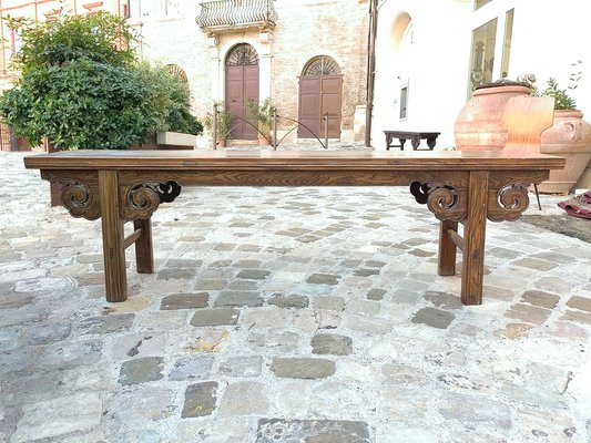 Chinese Bench in Chestnut Wood Built in Interlocking System without Nails, 18th Century-ZFY-1755172