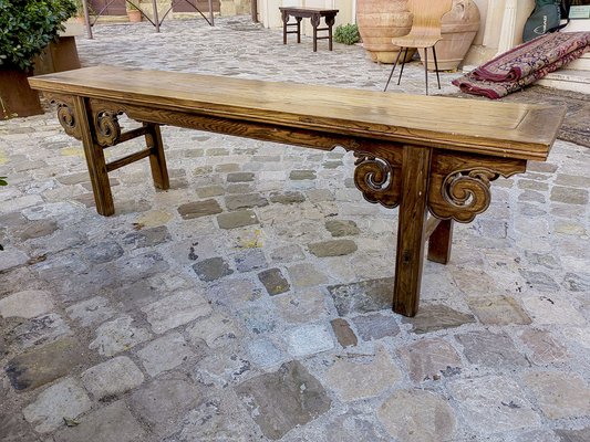 Chinese Bench in Chestnut Wood Built in Interlocking System without Nails, 18th Century-ZFY-1755172