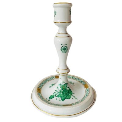 Chinese Bouquet Apponyi Green Candlestick in Porcelain from Herend-BMU-1815972