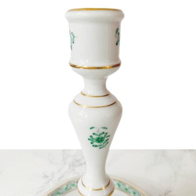 Chinese Bouquet Apponyi Green Candlestick in Porcelain from Herend-BMU-1815972