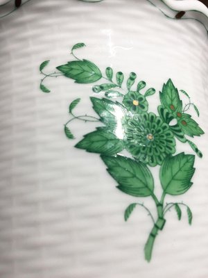 Chinese Bouquet Apponyi Green Porcelain Cachepot from Herend-UCH-1224954