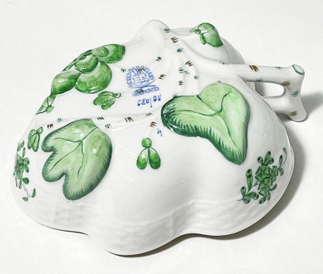 Chinese Bouquet Apponyi Green Porcelain Coffee Set with Silver from Herend Hungary, Set of 28-UCH-1224395