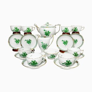 Chinese Bouquet Apponyi Green Porcelain Tea Set from Herend Hungary, Set of 11-UCH-1224959