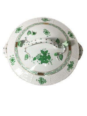 Chinese Bouquet Apponyi Green Porcelain Tureens with Handles from Herend, Set of 2-UCH-1224521